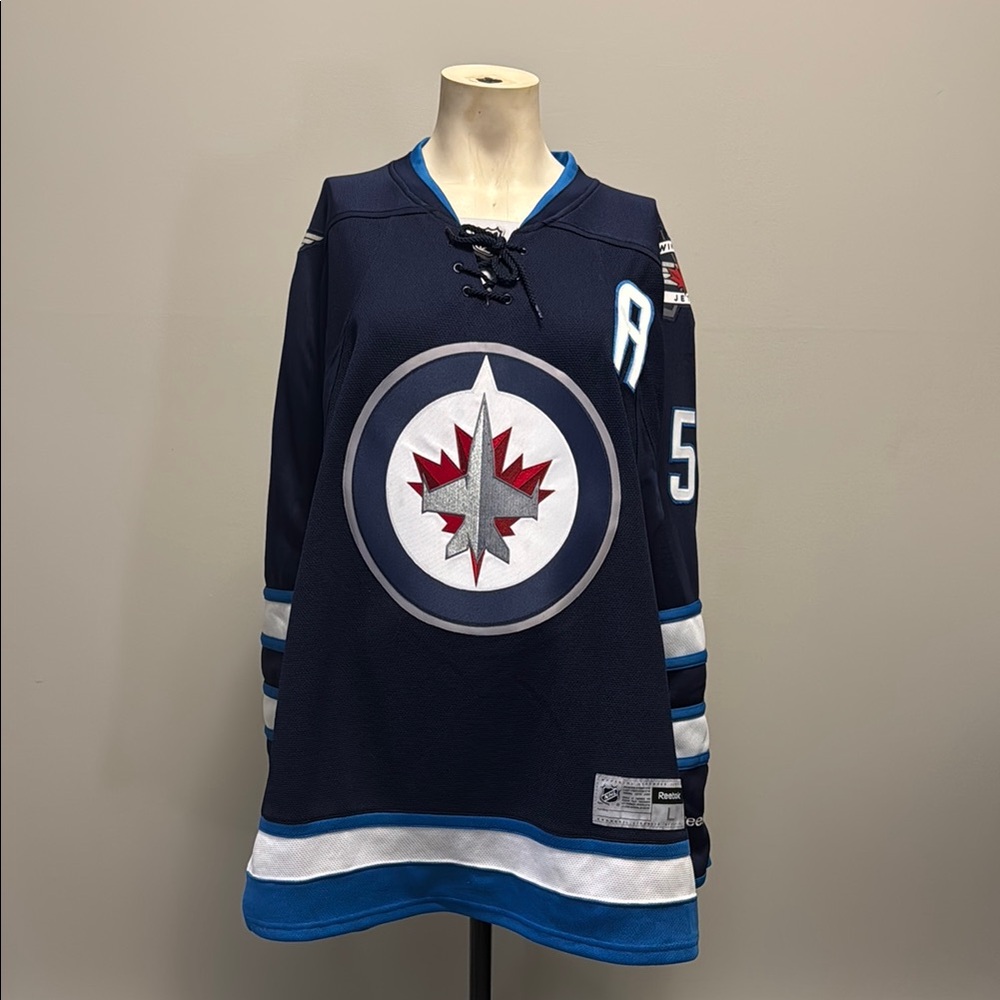 Reebok Navy and White Hockey Jersey